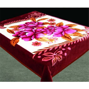 100% полиэфирное вино печати цветов Плюшевые одеяла с вязанием крючком границы